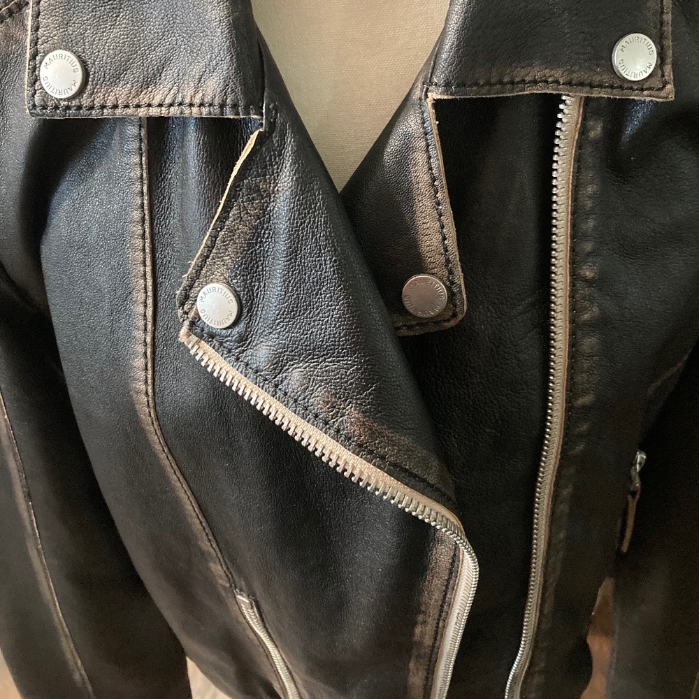 NWT  Mauritius Distressed Lamb Skin Moto Zip-Up Jacket 🤩🤩 - Picture 14 of 16